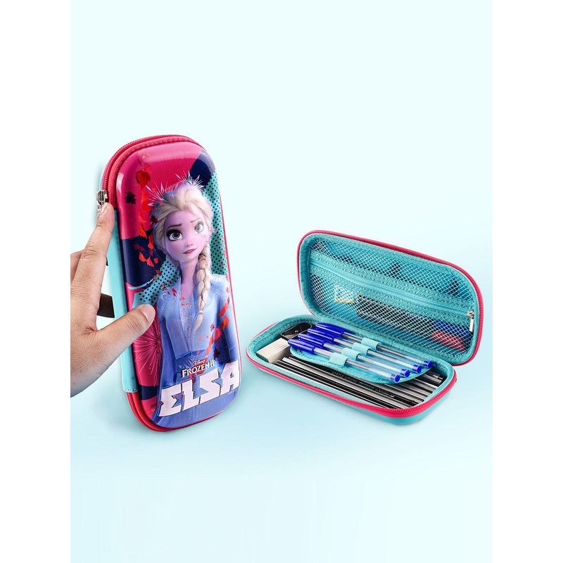 Kuber Industries Pack of 2 Frozen Elsa Printed Waterproof 3D Pencil Boxes
