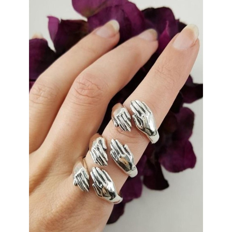 Teeragaj Plated Set of 3 Hug Shaped Adjustable Finger Rings