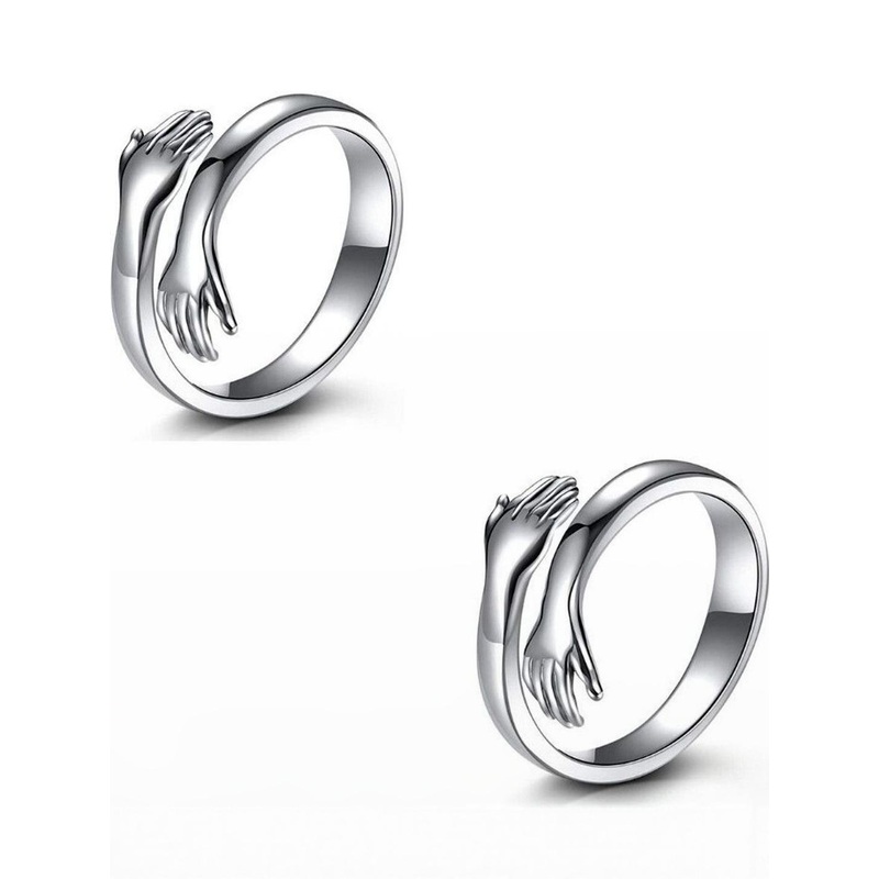 Teeragaj Set Of 2 Adjustable Cuddle Hug Finger Ring