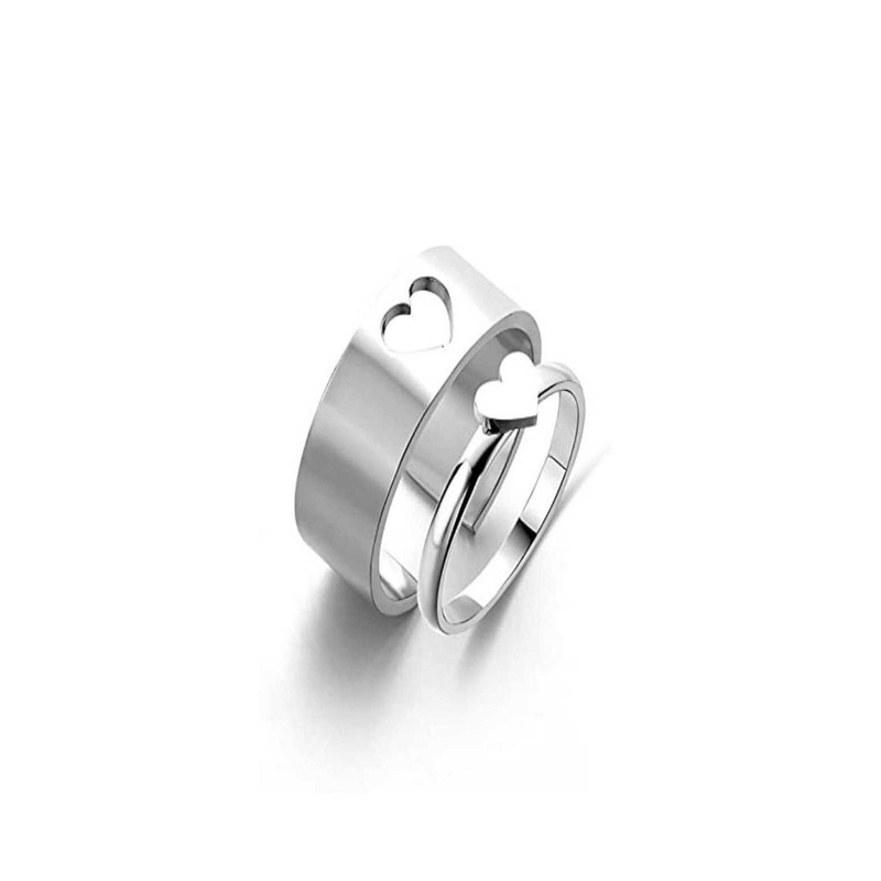 Teeragaj Set Of 2 Heart Shape Adjustable Couple Finger Rings