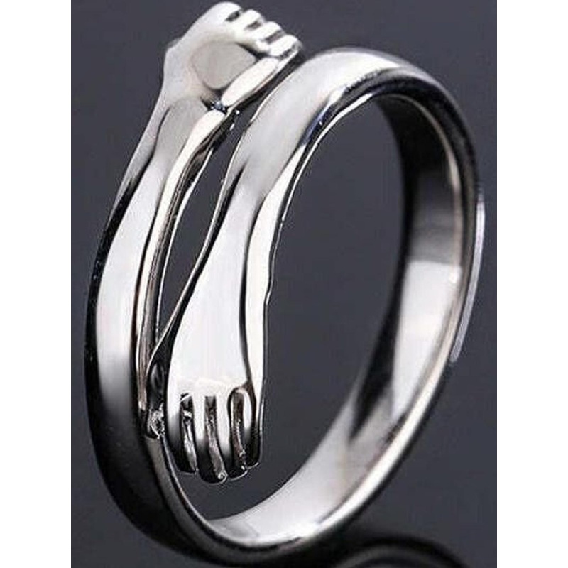 Teeragaj Set Of 2 Hug Shaped Adjustable Finger Rings