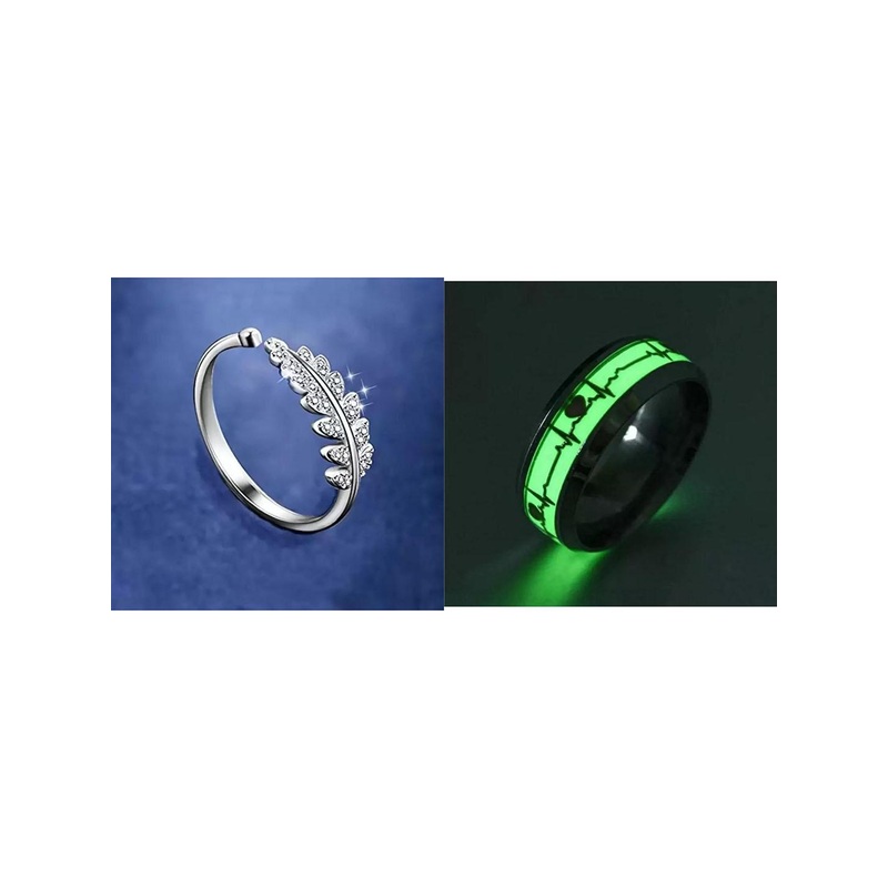 Teeragaj Set Of 2 Leaf Design & Night Dark Rings