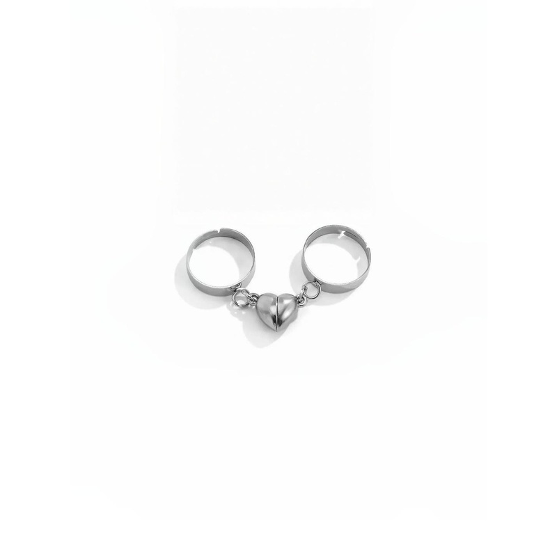 Teeragaj Set Of 2 Magnetic Heart Adjustable Finger Rings
