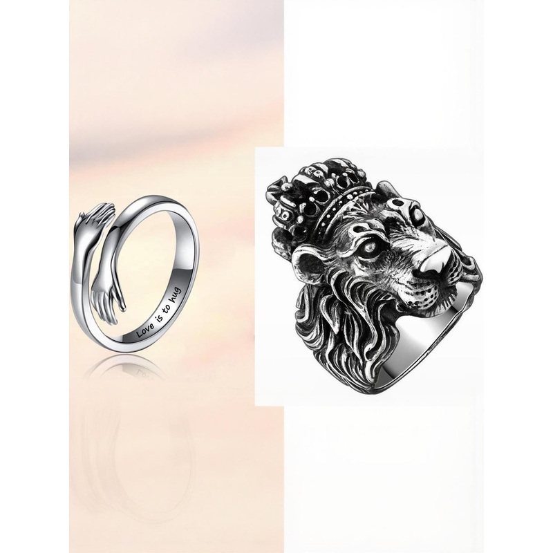 Teeragaj Set Of 2 Stainless Steel Adjustable Finger Ring