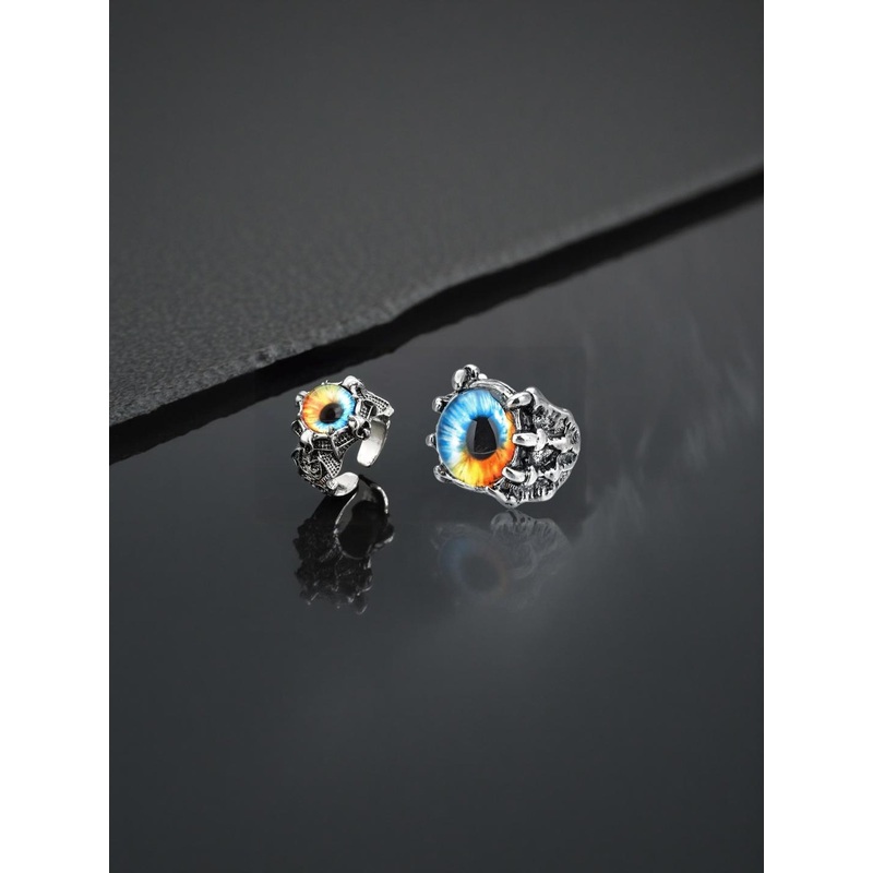 Teeragaj Set Of 2 Stainless Steel Stones Studded Finger Rings