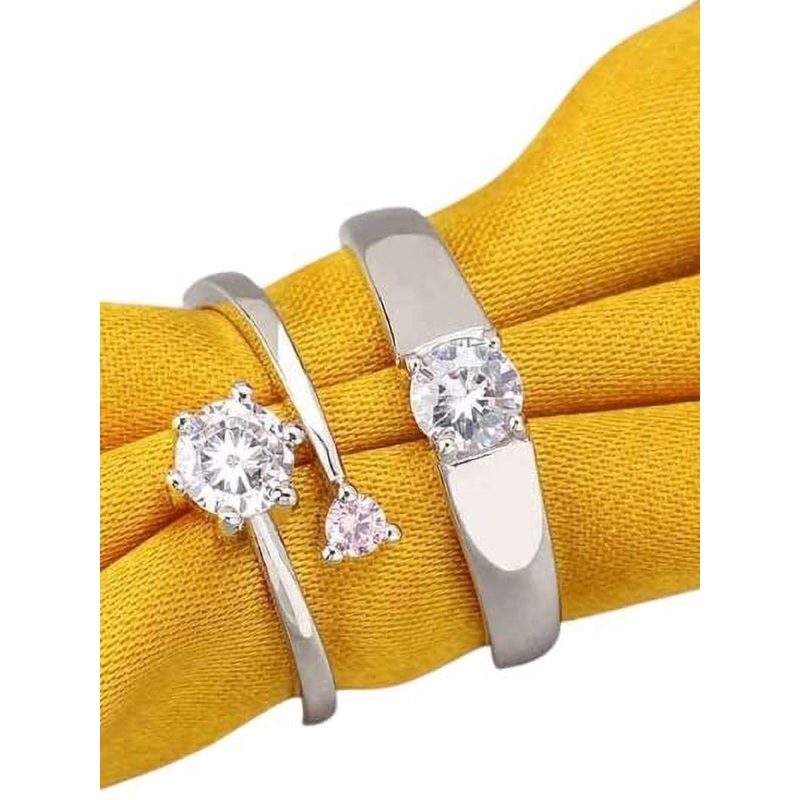 Teeragaj Set Of 2 Stone-Studded Adjustable Fingers Rings