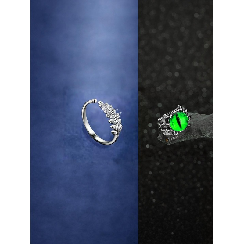 Teeragaj Set Of 2 Stones Studded Adjustable Finger Ring