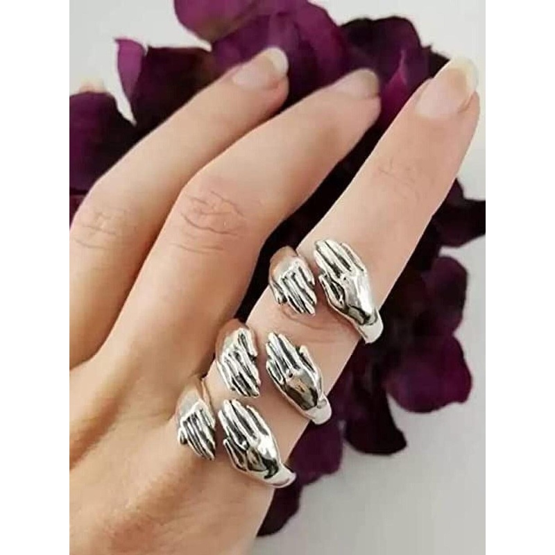 Teeragaj Set Of 3 Cuddle Hug Adjustable Finger Rings