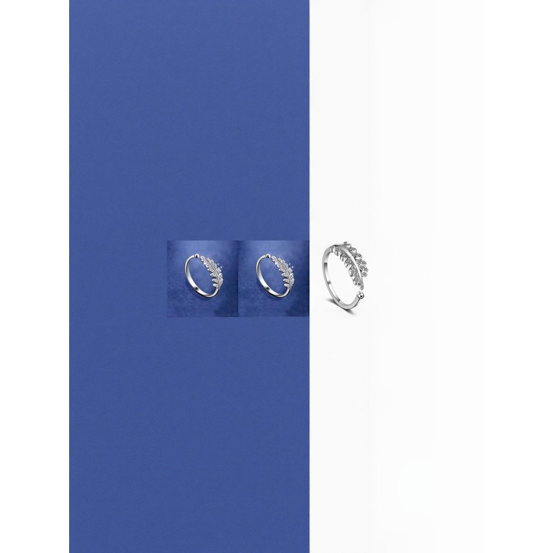 Teeragaj Set Of 3 Stone-Studded Leaf Adjustable Finger Rings