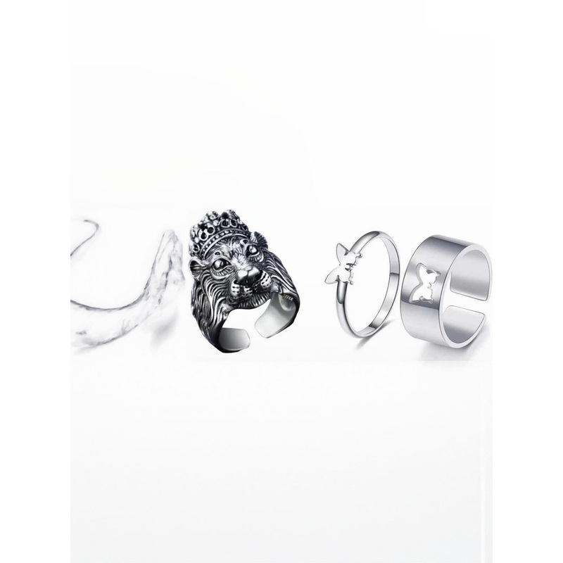 Teeragaj Set Of 3 Textured Finger Ring