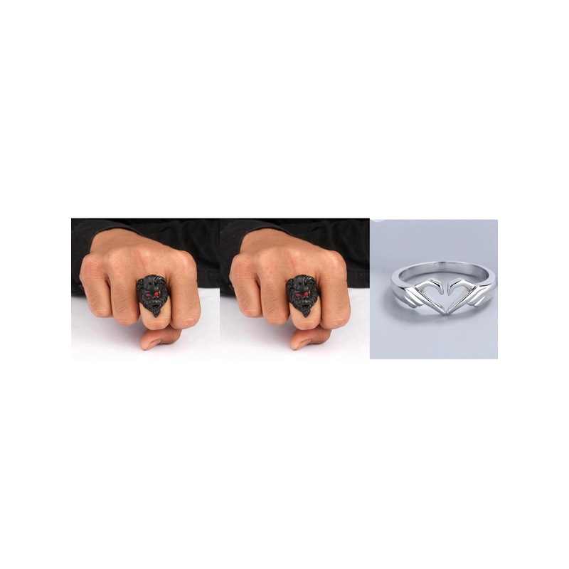 Teeragaj Set Of 3 Textured Finger Rings