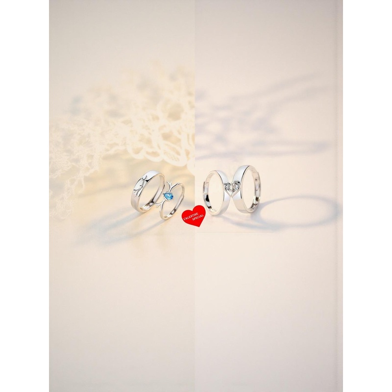 Teeragaj Set Of 4 Stone-Studded Stainless Steel Couple Finger Rings