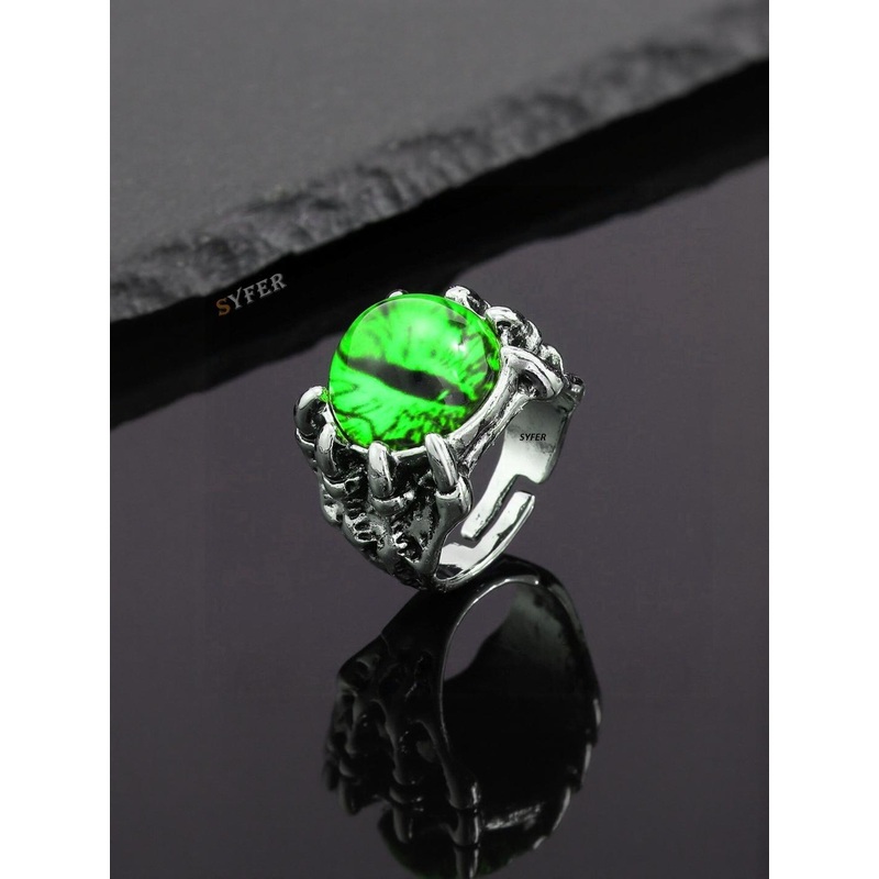 Teeragaj Stone-Studded Eye Shaped Adjustable Finger Ring