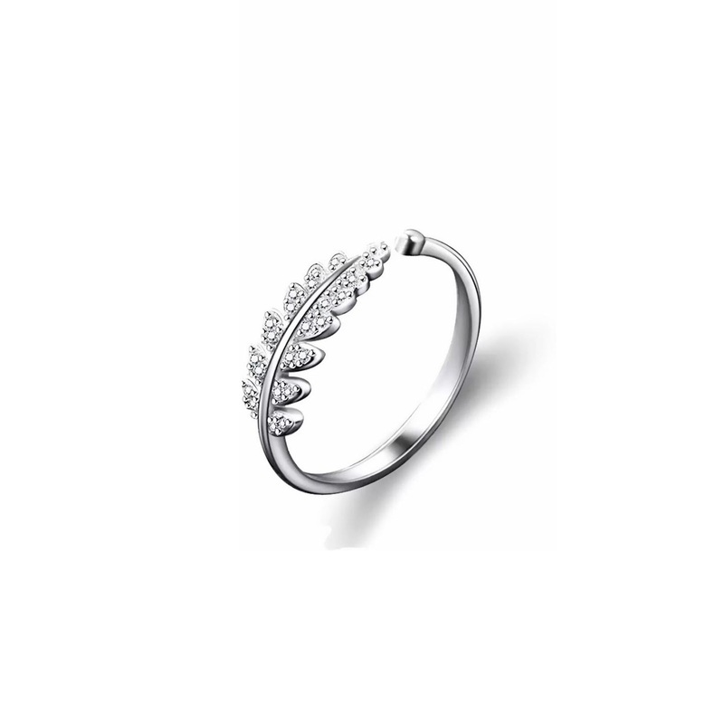 Teeragaj Stone-Studded Leaf Finger Ring