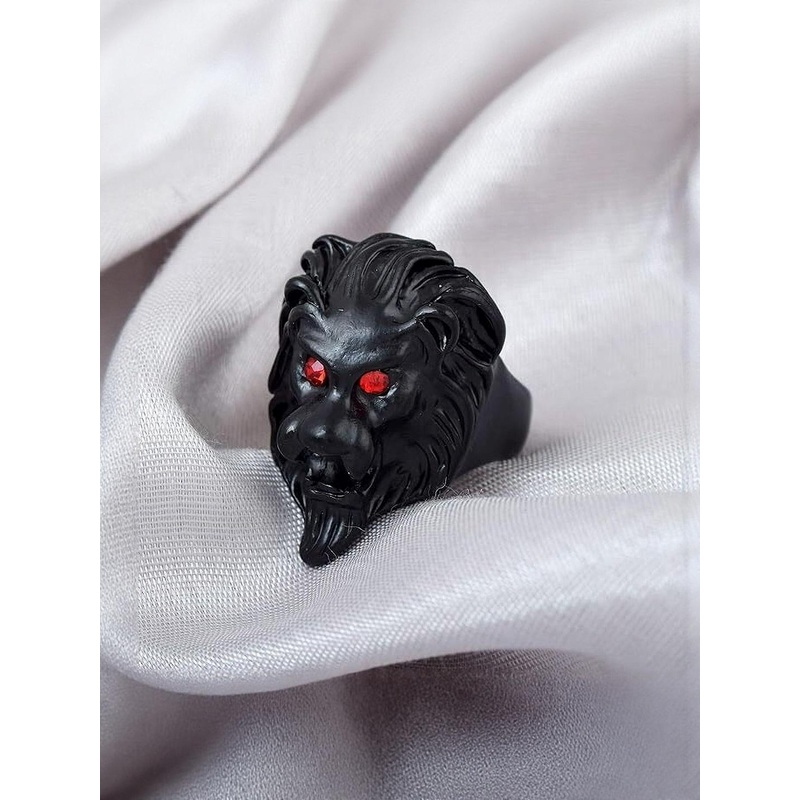Teeragaj Stone Studded Lion Face Finger Ting