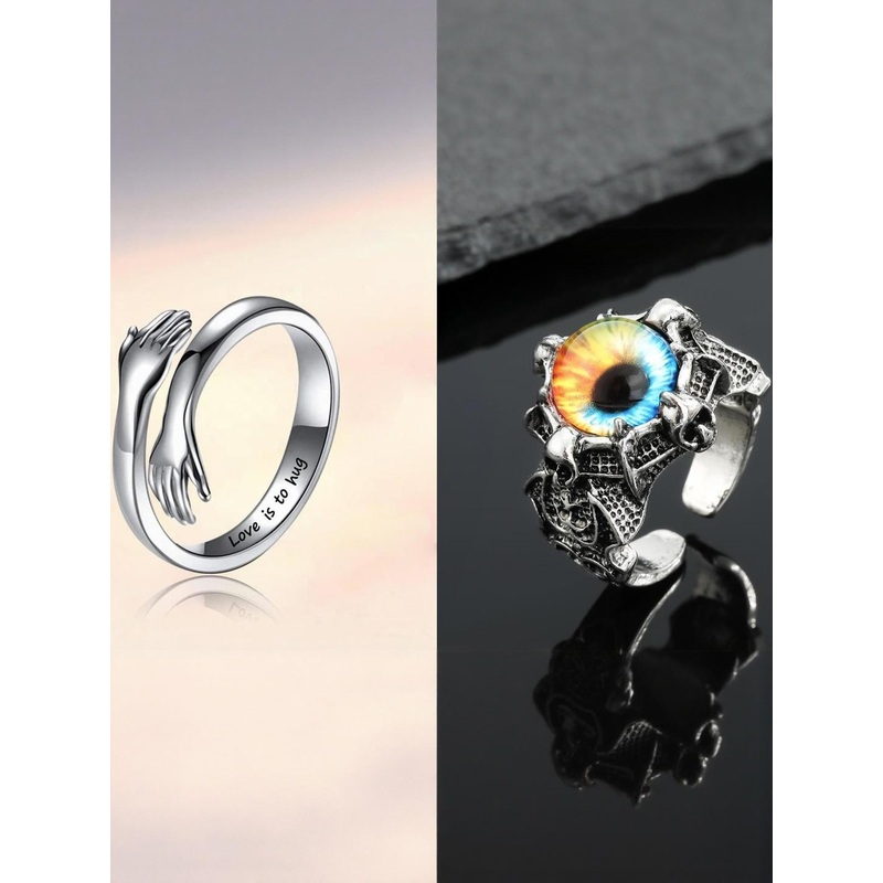 Teeragaj Unisex Set Of 2 Adjustable Finger Rings