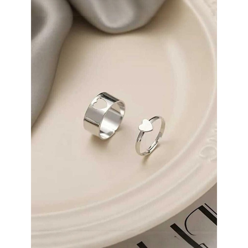 Teeragaj Unisex Set Of 2 Stainless Steel Finger Rings