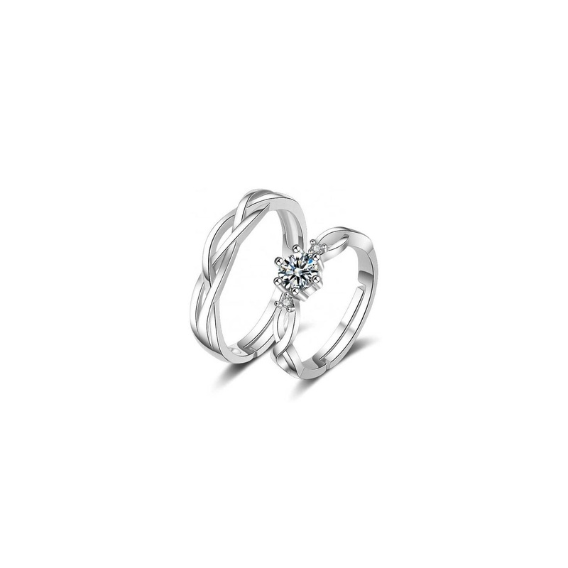 Teeragaj Unisex Set Of 2 Stone-Studded Adjustable Finger Ring