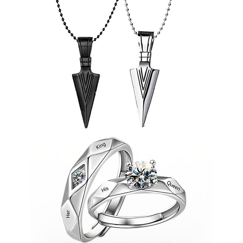 Teeragaj Unisex Set Of 2 Stone Studded & Arrow Jewellery Set