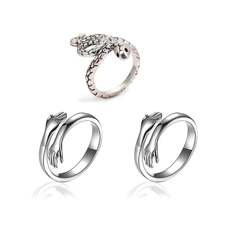 Teeragaj Unisex Set Of 3 Stainless Steel Finger Rings