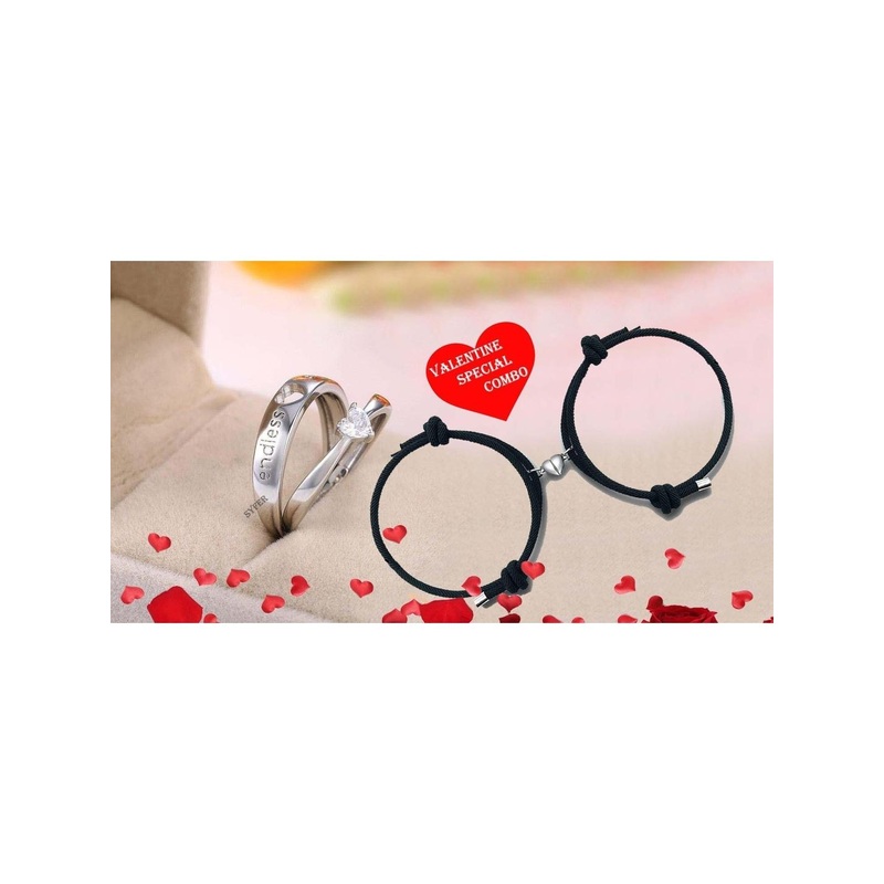 Teeragaj Unisex Stainless Steel Finger Ring And Bracelet Set