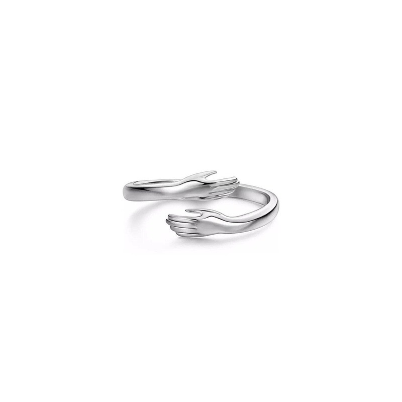 Teeragaj Unisex Stainless Steel Hug Adjustable Finger Ring