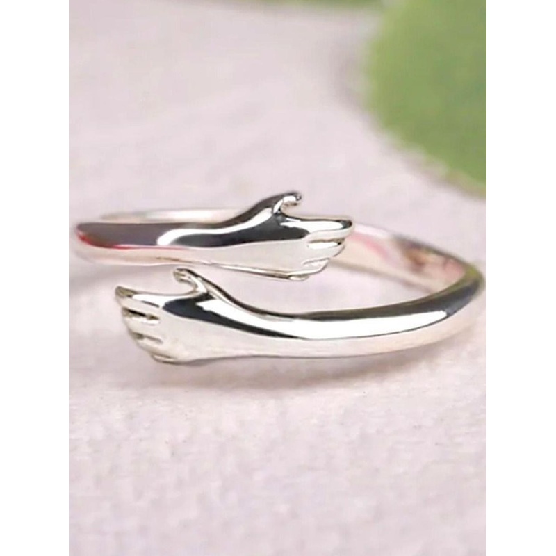 Teeragaj Unisex Stainless Steel Hug Design Adjustable Finger Ring