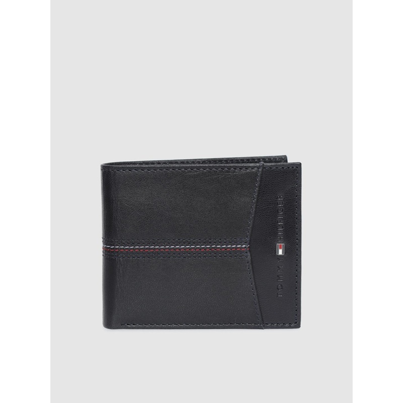 Tommy Hilfiger Men Navy Blue Genuine Leather Two Fold Wallet