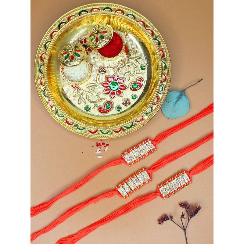 Anouk Set Of 3 Stone-Studded Rakhi Gift Set