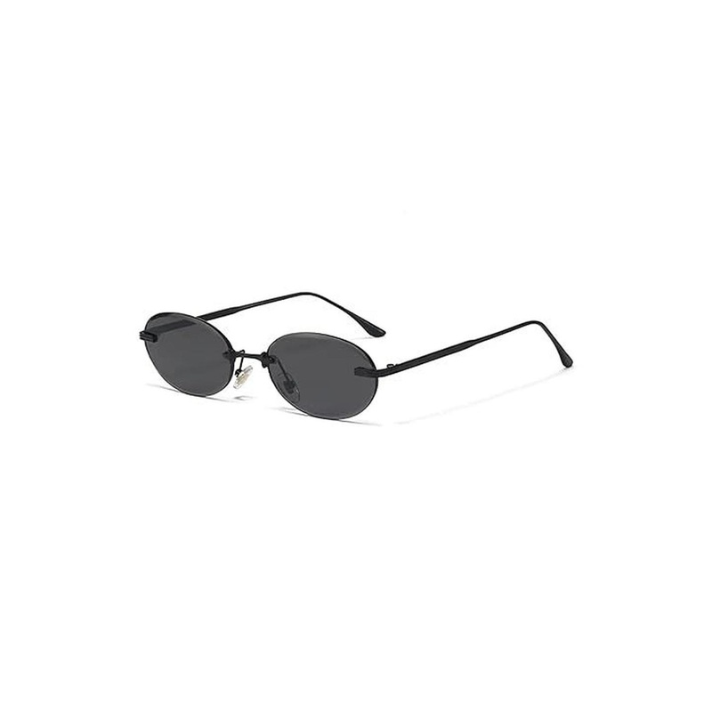 AUGEN Unisex Black Lens & Black Oversized Oval Rimless Sunglasses With UV Protected Lens