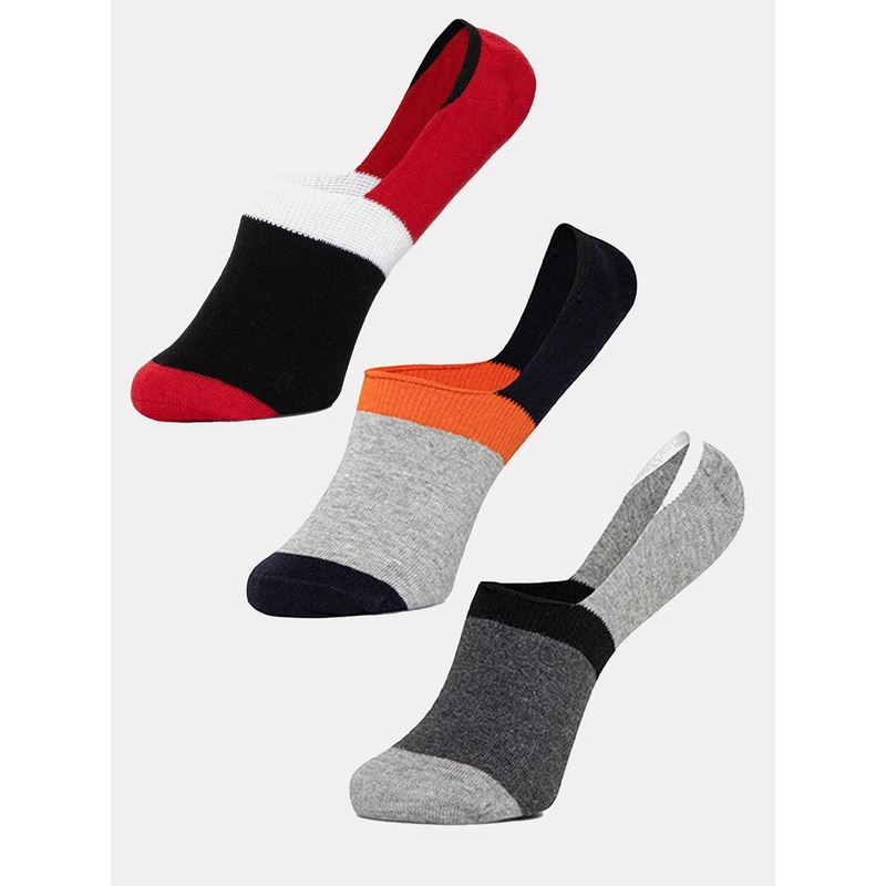 Bodycare Men Pack Of 3 Assorted Colorblocked Breathable Shoe-Liner Socks