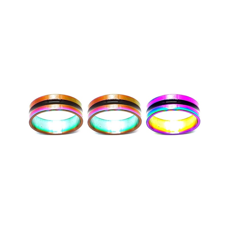 Dynamic Retail Global Set of 3 Rings for Men & Women, Multicolor-Multicolor Alloy Ring ()