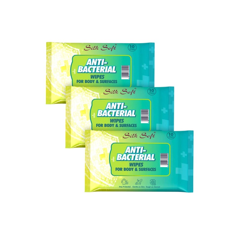 Silk Soft Set Of 3 Anti Bacterial Wipes – 10 Pieces Each