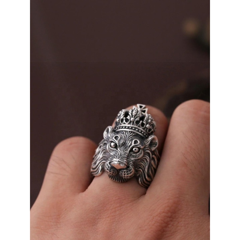 Teeragaj Lion Oxidised Finger Ring