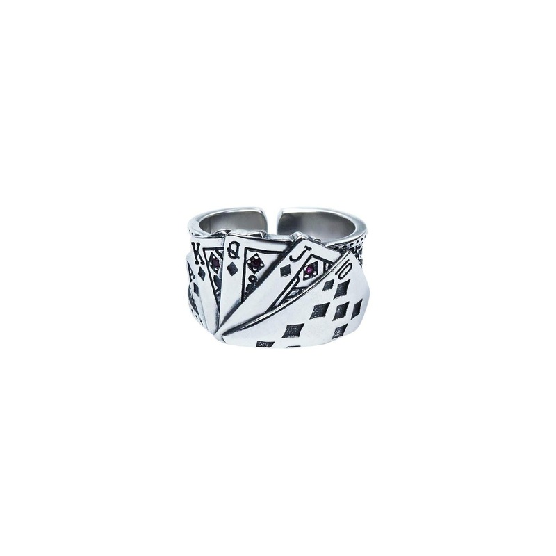 Teeragaj Playing Cards Textured Details Adjustable Finger Ring