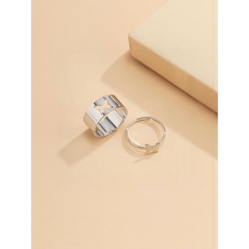 Teeragaj Set Of 2 Adjustable Butterfly Finger Ring