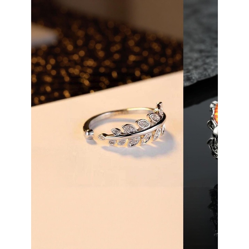 Teeragaj Set Of 2 Cubic Zirconia Stone-Studded Adjustable Finger Rings