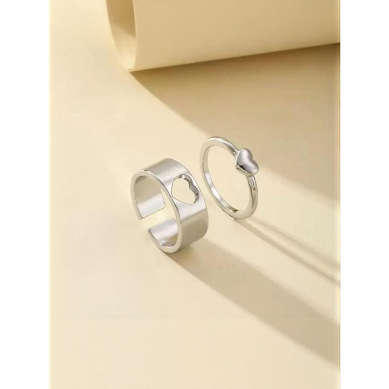 Teeragaj Set Of 2 Cuddle Hug Adjustable Couple Finger Rings