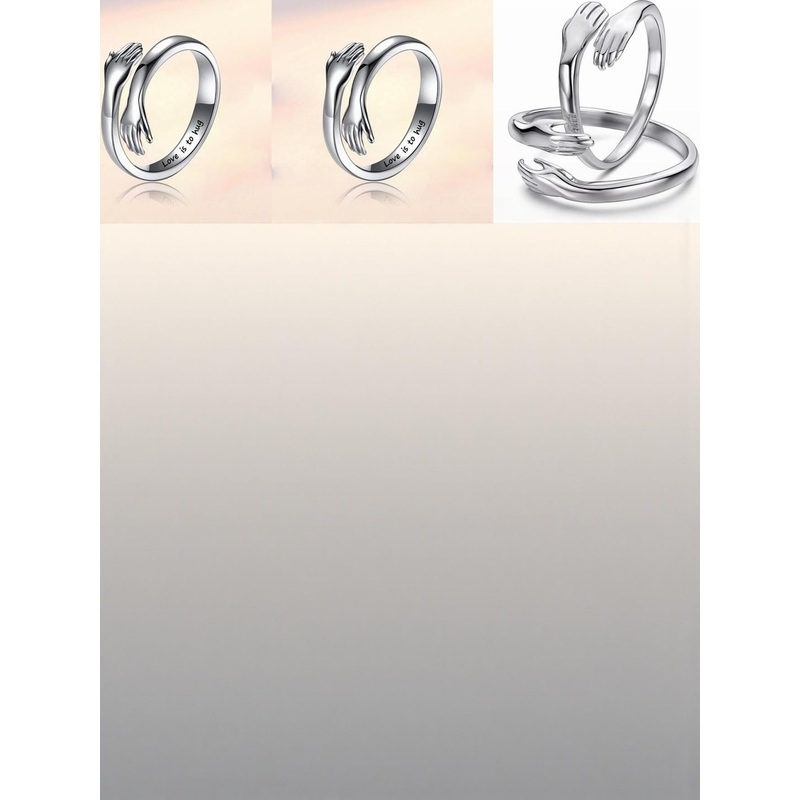 Teeragaj Set Of 2 Hug Shaped Adjustable Finger Ring