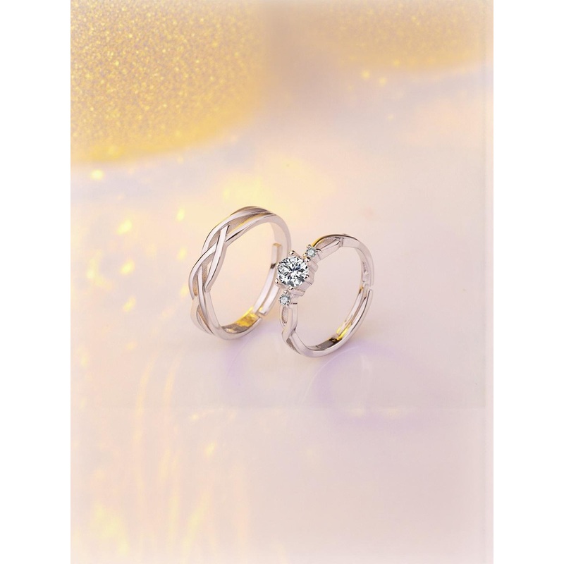 Teeragaj Set Of 2 Stone-Studded Adjustable Couple Rings