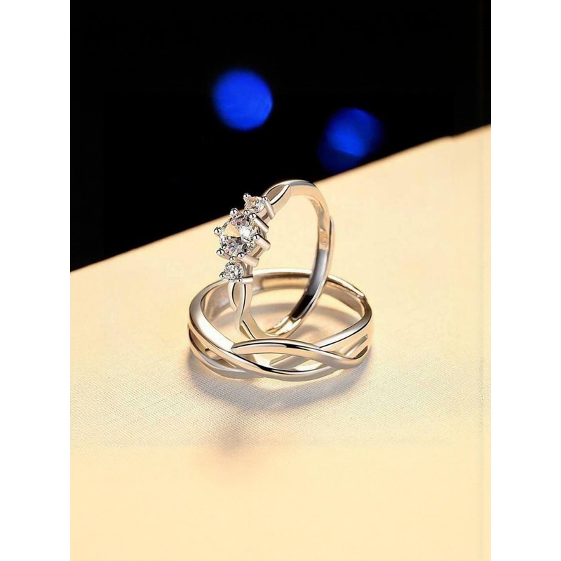 Teeragaj Set Of 2 Stone Studded Adjustable Finger Rings