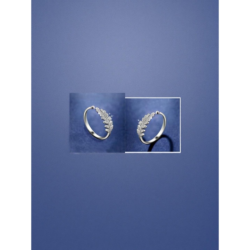 Teeragaj Set Of 2 Stone-Studded Leaf Finger Rings