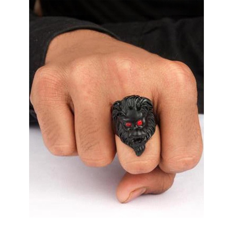 Teeragaj Set Of 3 Stones Studded Lion & Dragon Adjustable Finger Rings