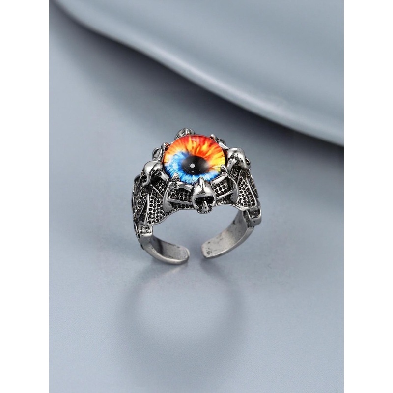 Teeragaj Set of 3Stainless Steel Leaf & Eye Finger Rings