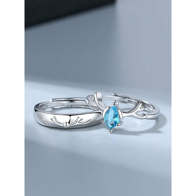 Teeragaj Set Of 4 Stone-Studded Adjustable Couple Finger Rings