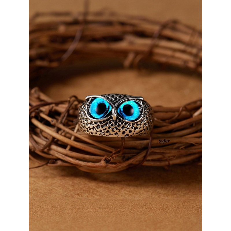 Teeragaj Stainless Steel Owl Eye Finger Ring
