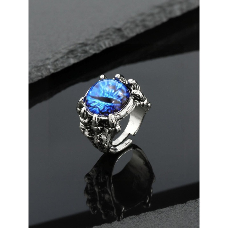 Teeragaj Stainless Steel Stone-Studded Adjustable Finger Ring