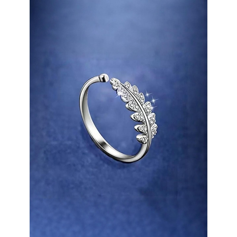 Teeragaj Stone-Studded Leaf Adjustable Finger Ring