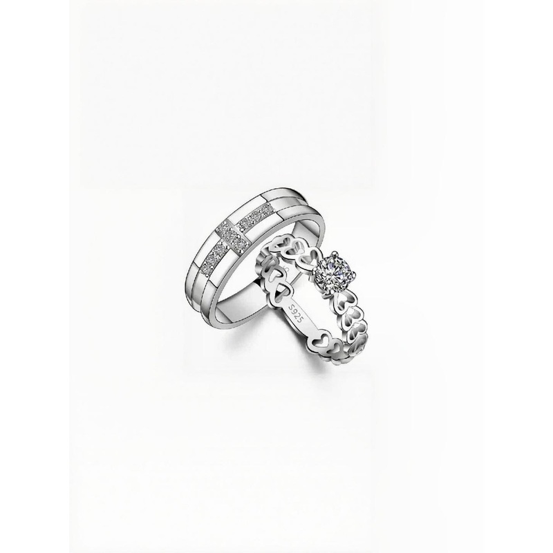 Teeragaj Unisex Set Of 2 Stone-Studded Finger Rings