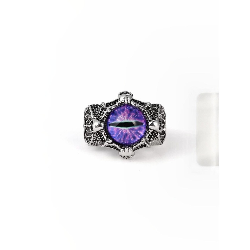 Teeragaj Unisex Stainless Steel Stone-Studded Eye Adjustable Finger Ring